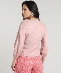 Blusa-Feminina-Cropped-com-No-Manga-7-8-Decote-V-Rose-9535288-Rose_2