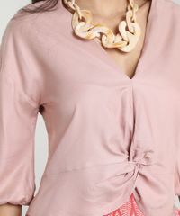 Blusa-Feminina-Cropped-com-No-Manga-7-8-Decote-V-Rose-9535288-Rose_4