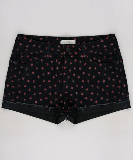 Short-Jeans-Infantil-Estampado-Floral--Preto-9655138-Preto_1