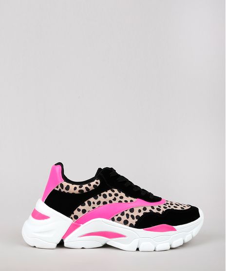 Tenis-Chunky-Feminino-Oneself-com-Recortes-Estampado-Animal-Print-Rosa-9659424-Rosa_1