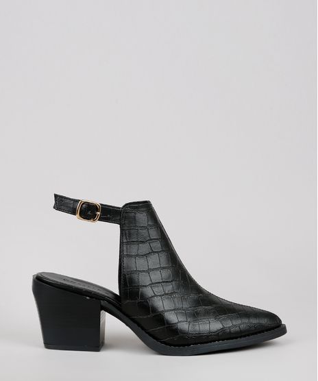 Bota-Open-Boot-Feminina-Oneself-Estampado-Croco-Bico-Fino-com-Fivela-Preto-9659423-Preto_1