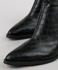 Bota-Open-Boot-Feminina-Oneself-Estampado-Croco-Bico-Fino-com-Fivela-Preto-9659423-Preto_2