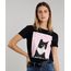 Blusa-Feminina-com-Estampa-de-Gato-Manga-Curta-Decote-Redondo-Preta-9649026-Preto_1