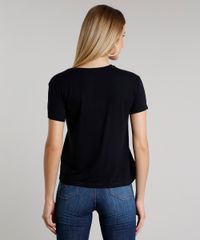 Blusa-Feminina-com-Estampa-de-Gato-Manga-Curta-Decote-Redondo-Preta-9649026-Preto_2