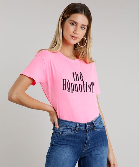 Blusa-Feminina-Ampla--The-Hypnotist--Manga-Curta-Decote-Redondo-Rosa-Neon-9654348-Rosa_Neon_1