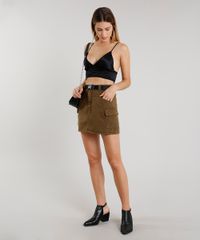 Saia-de-Sarja-Feminina-Cargo-Curta-com-Cinto-Verde-Militar-9664025-Verde_Militar_3