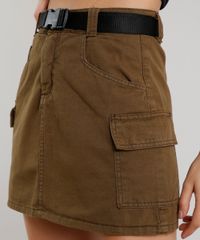 Saia-de-Sarja-Feminina-Cargo-Curta-com-Cinto-Verde-Militar-9664025-Verde_Militar_4