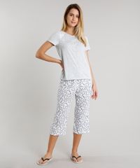 Pijama-Feminino-Estampado-Floral-com-Bolso-e-Botoes-Manga-Curta-Cinza-Mescla-Claro-9603411-Cinza_Mescla_Claro_1