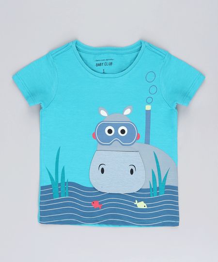 Camiseta-Infantil-com-Estampa-Interativa-de-Hipopotamo-Manga-Curta-Verde-Agua-9618712-Verde_Agua_1
