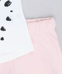 Conjunto-Infantil-Dalmatas-de-Blusa-Manga-Curta-Branca---Short-em-Moletom-Rosa-Claro-9632710-Rosa_Claro_5