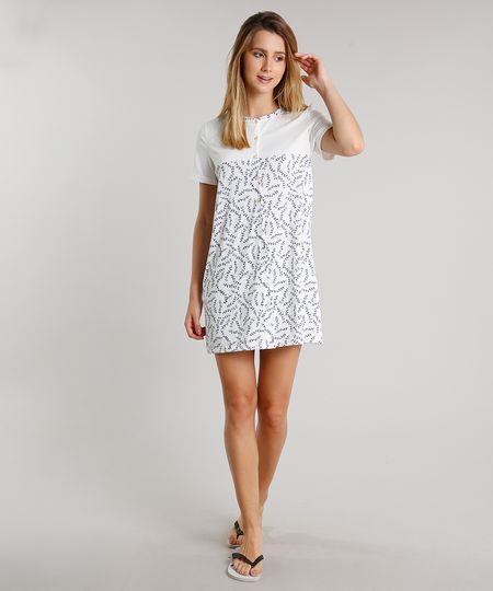 Camisola-Feminina-Estampada-Floral-com-Recorte-Botoes-Manga-Curta-Off-White-9603412-Off_White_1