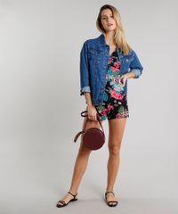 Macaquinho-Feminino-Estampado-Floral-com-No-e-Vazado-Manga-Curta-Preto-9534432-Preto_3