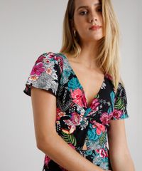Macaquinho-Feminino-Estampado-Floral-com-No-e-Vazado-Manga-Curta-Preto-9534432-Preto_4