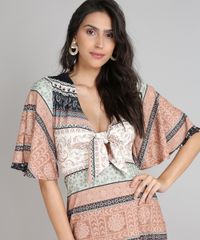 Vestido-Feminino-Longo-Estampado-de-Arabescos-com-No-e-Fendas-Manga-Curta-Caramelo-9627379-Caramelo_4