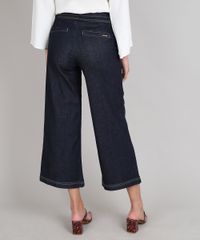 Calca-Jeans-Feminina-Pantacourt-com-Faixa-para-Amarrar-Azul-Escuro-9666392-Azul_Escuro_2