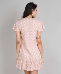 Vestido-Feminino-Curto-Estampado-de-Poa-com-Babado-e-Botoes-Manga-Curta-Rose-9646860-Rose_2