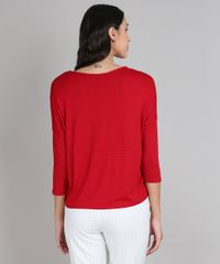 Blusa-Feminina-Basica-Ampla-com-Recortes-Manga-3-4-Decote-Redondo-Vermelha-9616973-Vermelho_2