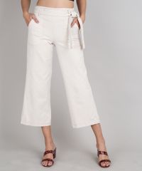 Calca-de-Sarja-Feminina-Pantacourt-com-Faixa-para-Amarrar-Bege-9666393-Bege_1