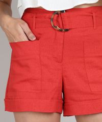 Short-Feminino-Vintage-com-Linho-e-Cinto-Cobre-9542578-Cobre_4