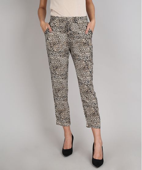 Calca-Feminina-Jogger-Estampada-Animal-Print-com-Cordao--Bege-9544338-Bege_1