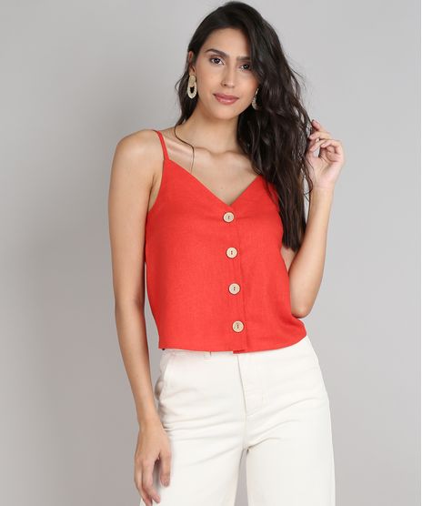 Regata-Feminina-em-Linho-com-Botoes-Decote-V-Cobre-9546813-Cobre_1