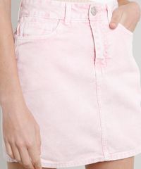 Saia-de-Sarja-Feminina-Curta-com-Bolso-Rosa-Claro-9662949-Rosa_Claro_4