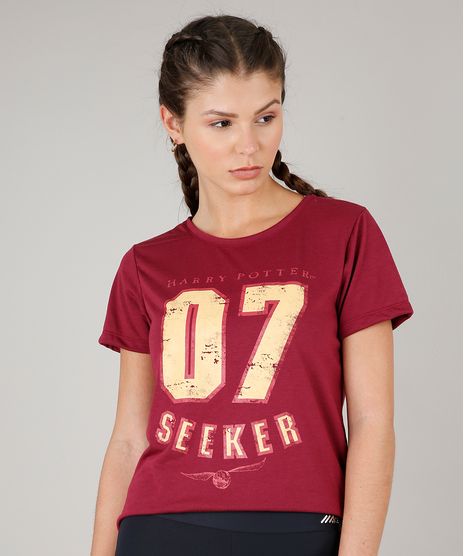 Blusa-Feminina-Harry-Potter-Manga-Curta-Decote-Redondo-Vinho-9596230-Vinho_1
