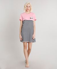 Camisola-Feminina-Panda-Listrada-Manga-Curta-Rosa-9638668-Rosa_1