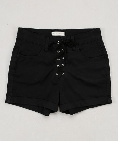 Short-de-Sarja-Infantil-com-Lace-Up-e-Bolsos-Preto-9638823-Preto_1