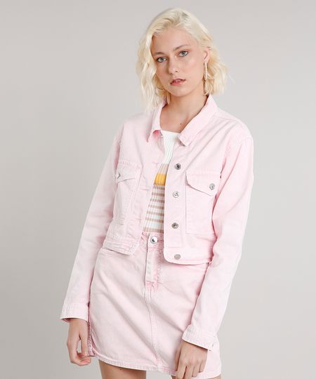 Jaqueta-de-Sarja-Feminina-Cropped-com-Bolsos-Rosa-Claro-9662957-Rosa_Claro_1