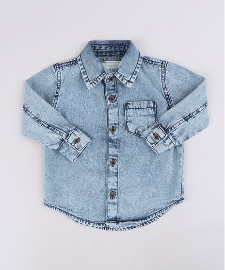 Camisa-Jeans-Infantil-com-Bolsos-Manga-Curta-Azul-Medio-9660709-Azul_Medio_1