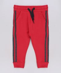 Calca-Infantil-em-Moletom-com-Listras-Laterais-e-Bolso-Vermelha-9618699-Vermelho_1