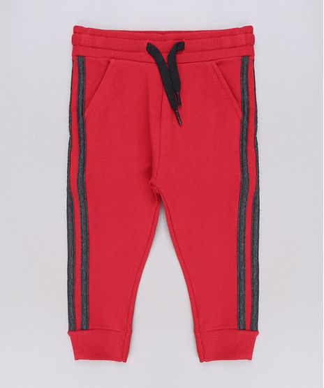 Calca-Infantil-em-Moletom-com-Listras-Laterais-e-Bolso-Vermelha-9618699-Vermelho_1