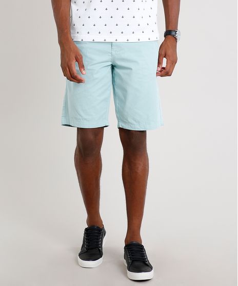 Bermuda-de-Sarja-Masculina-Reta-com-Bolsos-Verde-Claro-9435633-Verde_Claro_1