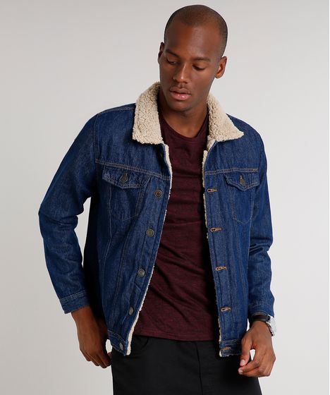 jaqueta jeans masculina com pelo