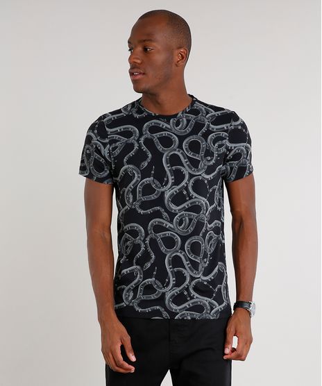 Camiseta-Masculina-Slim-Fit-Estampada-de-Cobra-Manga-Curta-Gola-Careca-Preta-9592920-Preto_1