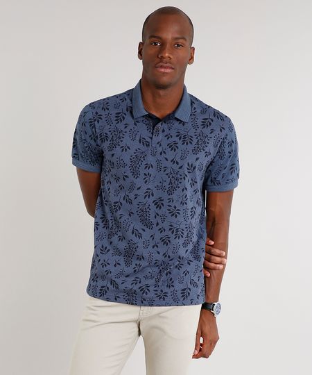 Polo-Masculina-Comfort-Fit-em-Piquet-Estampada-de-Folhagens-Manga-Curta-Azul-Marinho-9602991-Azul_Marinho_1 Polo-Masculina-Comfort-Fit-em-Piquet-Estampada-de-Folhagens-Manga-Curta-Azul-Marinho-9602991-Azul_Marinho_1