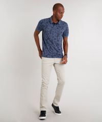 Polo-Masculina-Comfort-Fit-em-Piquet-Estampada-de-Folhagens-Manga-Curta-Azul-Marinho-9602991-Azul_Marinho_3