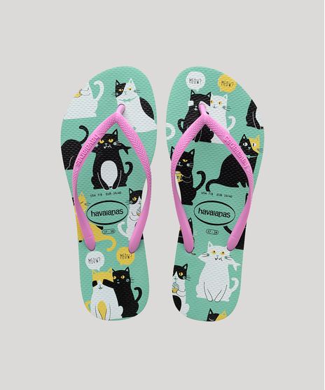 Chinelo-Feminino-Havaianas-Slim-Estampado-de-Gatos-Verde-9666954-Verde_1