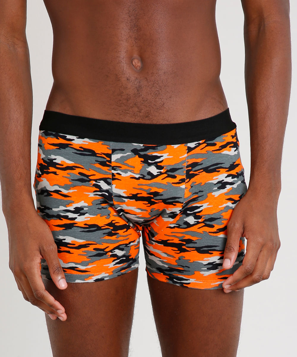 Cueca Boxer Estampada Camuflada Laranja Ceacollections 4316