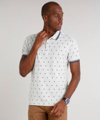 Polo-Masculina-Comfort-Fit-em-Piquet-Estampada-de-Ancora-Manga-Curta-Cinza-Mescla-Claro-9323156-Cinza_Mescla_Claro_1