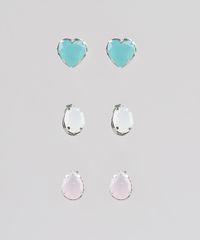 Kit-de-3-Brincos-Femininos-Folheados-com-Pedra-Zirconia-Prateado-9544864-Prateado_1