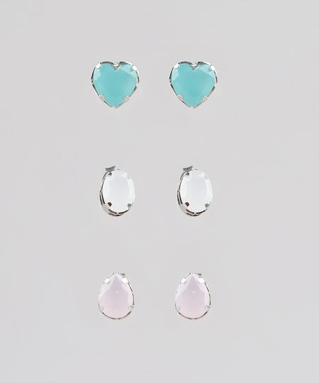 Kit-de-3-Brincos-Femininos-Folheados-com-Pedra-Zirconia-Prateado-9544864-Prateado_1