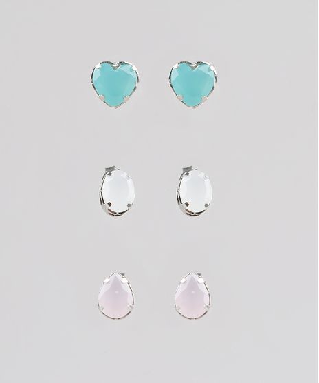 Kit-de-3-Brincos-Femininos-Folheados-com-Pedra-Zirconia-Prateado-9544864-Prateado_1