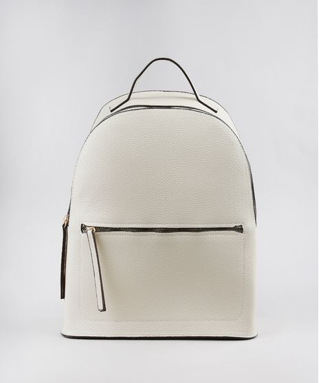 Mochila-Feminina-Grande-Texturizada-com-Bolsos-Bege-9505300-Bege_1