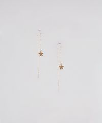 Brinco-Feminino-com-Corrente-e-Pingente-de-Estrela-Dourado-9544861-Dourado_1