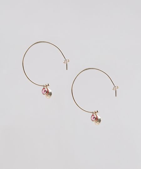 Brinco-Feminino-de-Argola-Folheado-com-Pingente-de-Pedra-Zirconia-Dourado-9544863-Dourado_1
