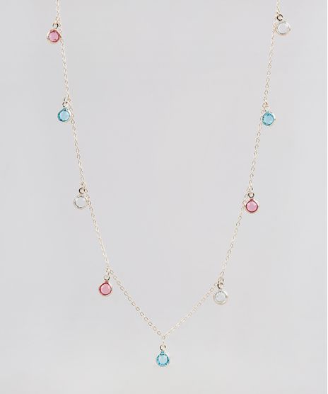 Colar-Feminino-Folheado-com-Pedras-Zirconias-Coloridas-Dourado-9544868-Dourado_1