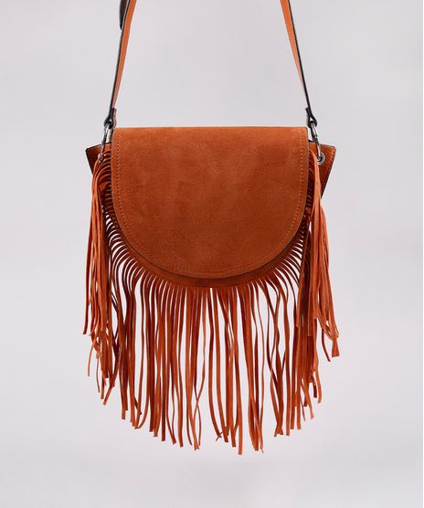 Bolsa-Feminina-Media-em-Suede-com-Franja--Caramelo-9505301-Caramelo_1