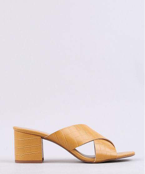 Tamanco-Feminino-Oneself-Croco-Salto-Quadrado-Mostarda-9650988-Mostarda_1